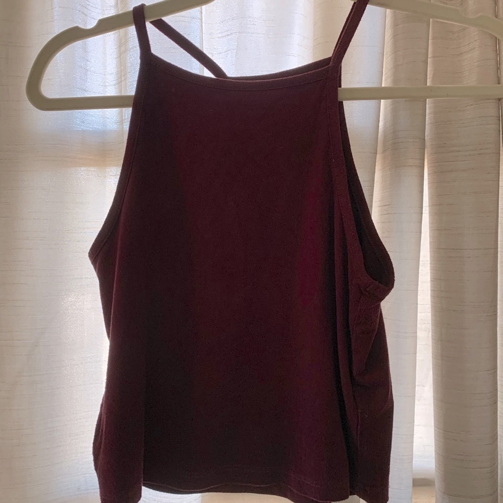 Velvet maroon halter crop top